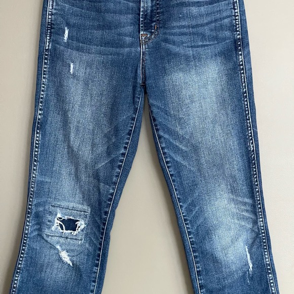 J. Crew Vintage Straight Jeans Medium Wash Blue Size 26 Distressed Comfortable - Picture 4 of 16